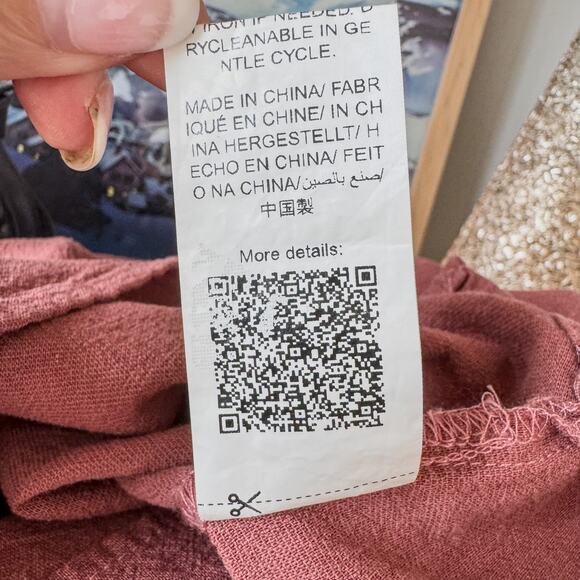 Dazy, Women's Medium, Solid Button Front Shirt Bishop Sleeves, Rusty Brown Rose - Picture 8 of 8